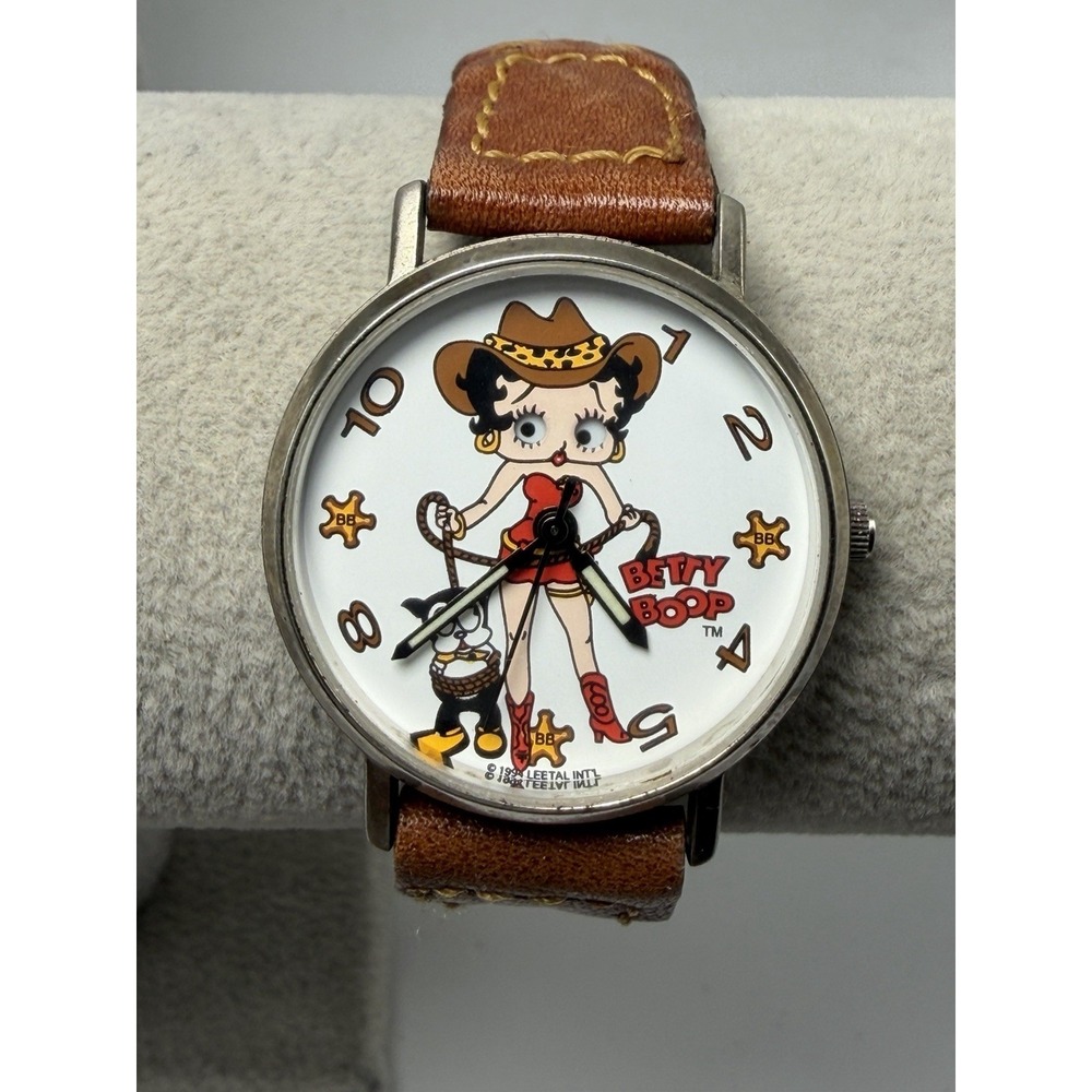 Tali 1994 Betty Boop Moving Eyes New Battery Western Ladies Watch 31MM 7.75"